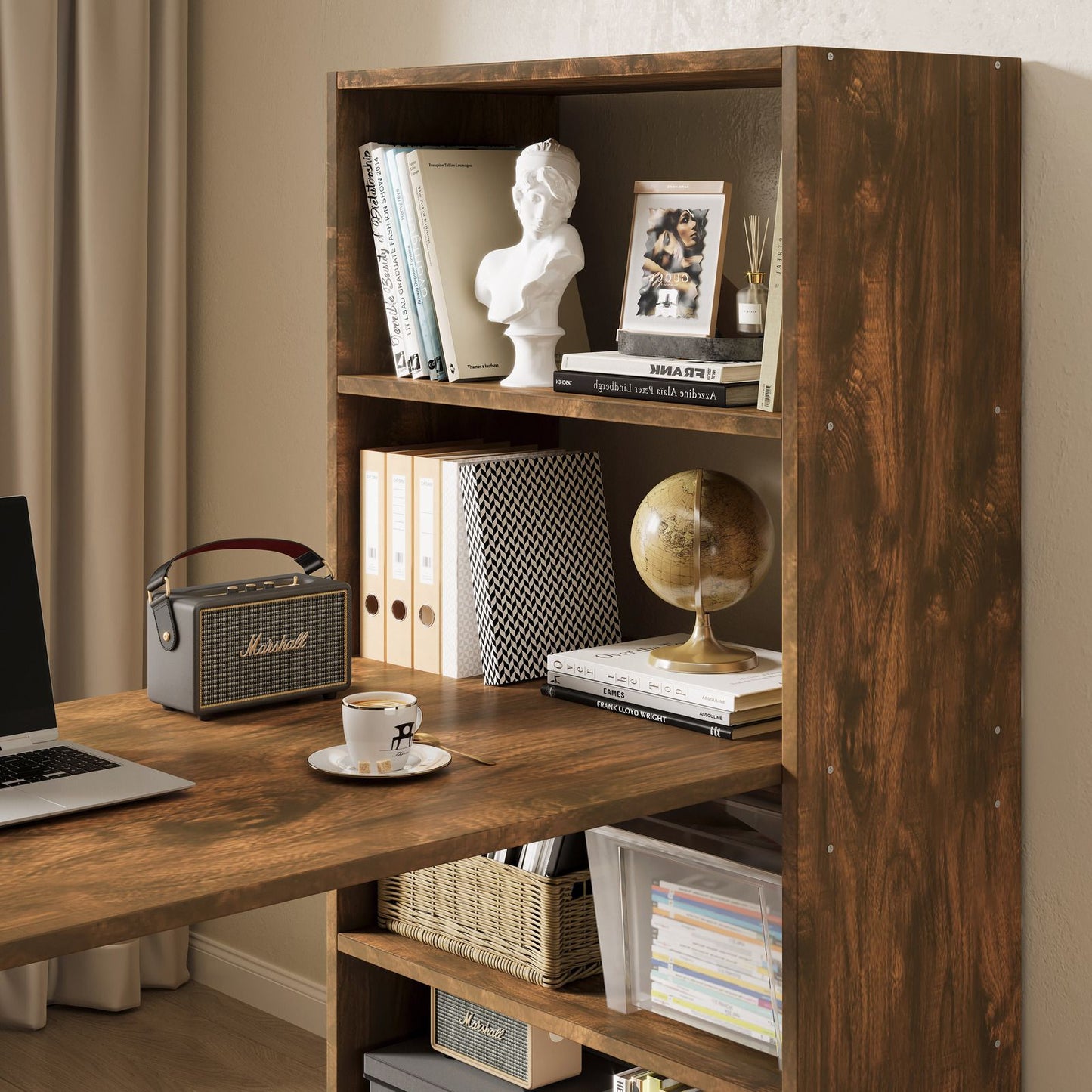 Revel Workstation/Computer Desk with 6 Storage Shelves