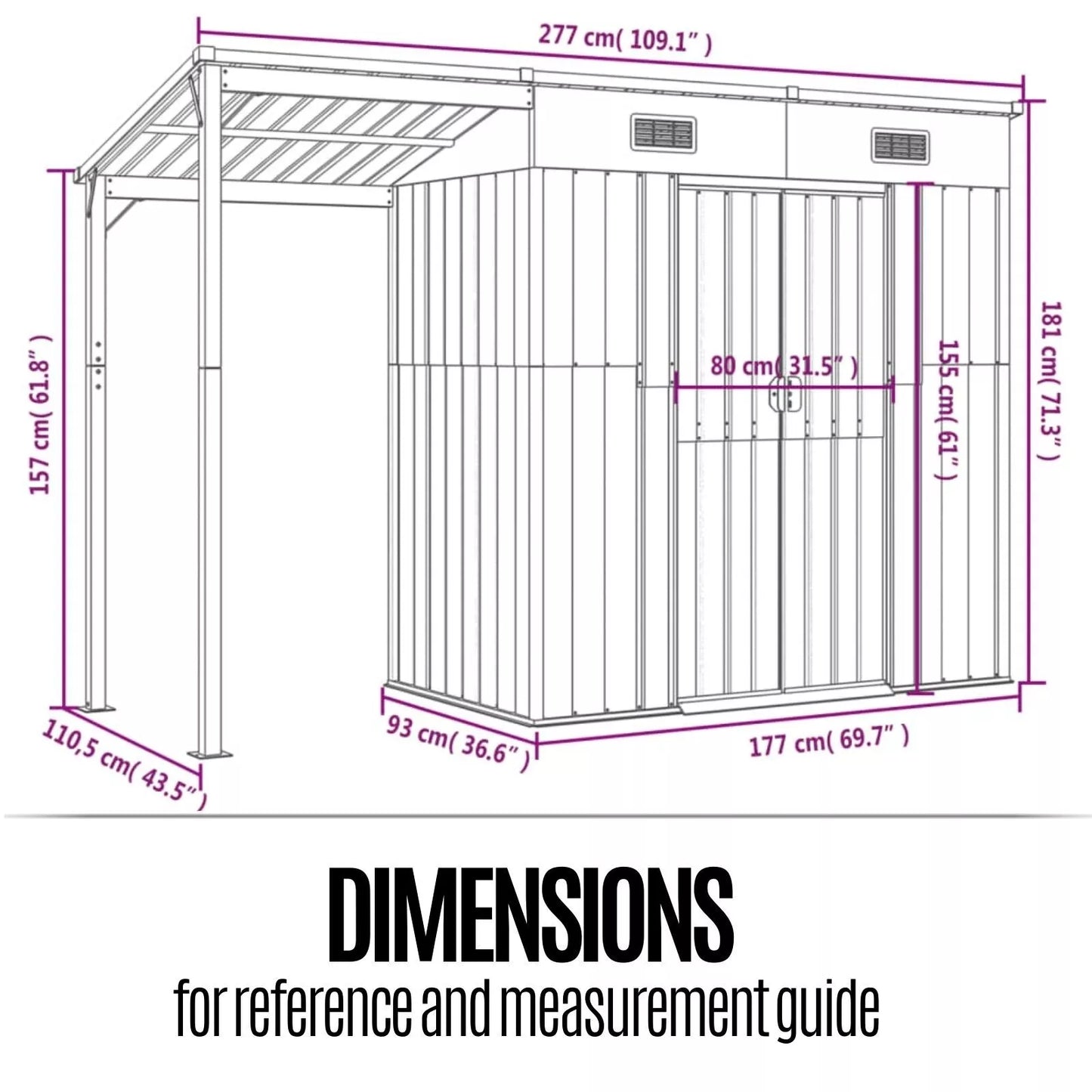 Bravo Garden/Storage Shed with Extended Roof Steel. 3 Colours