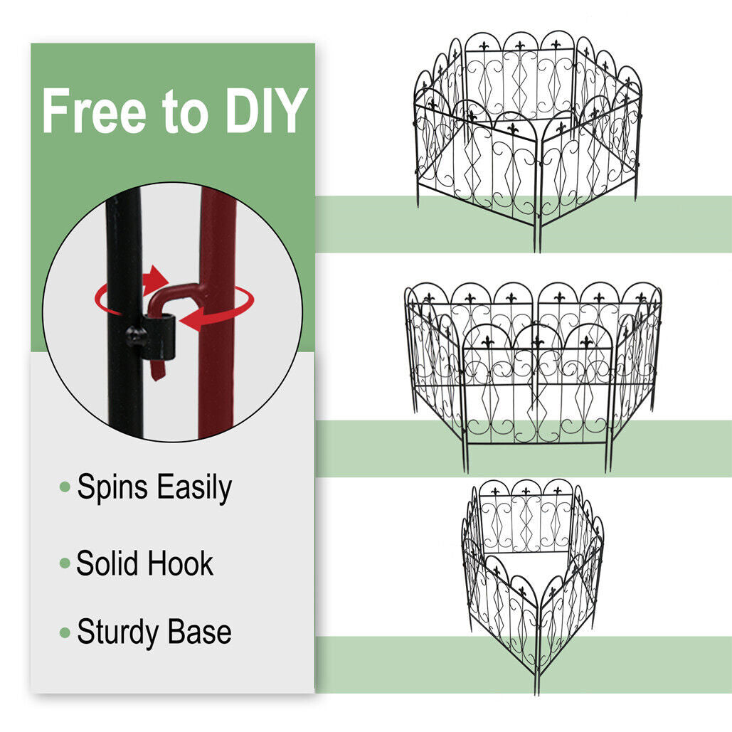 Metal Garden Fence - 5pc Folding Flower Bed & Animal Barrier