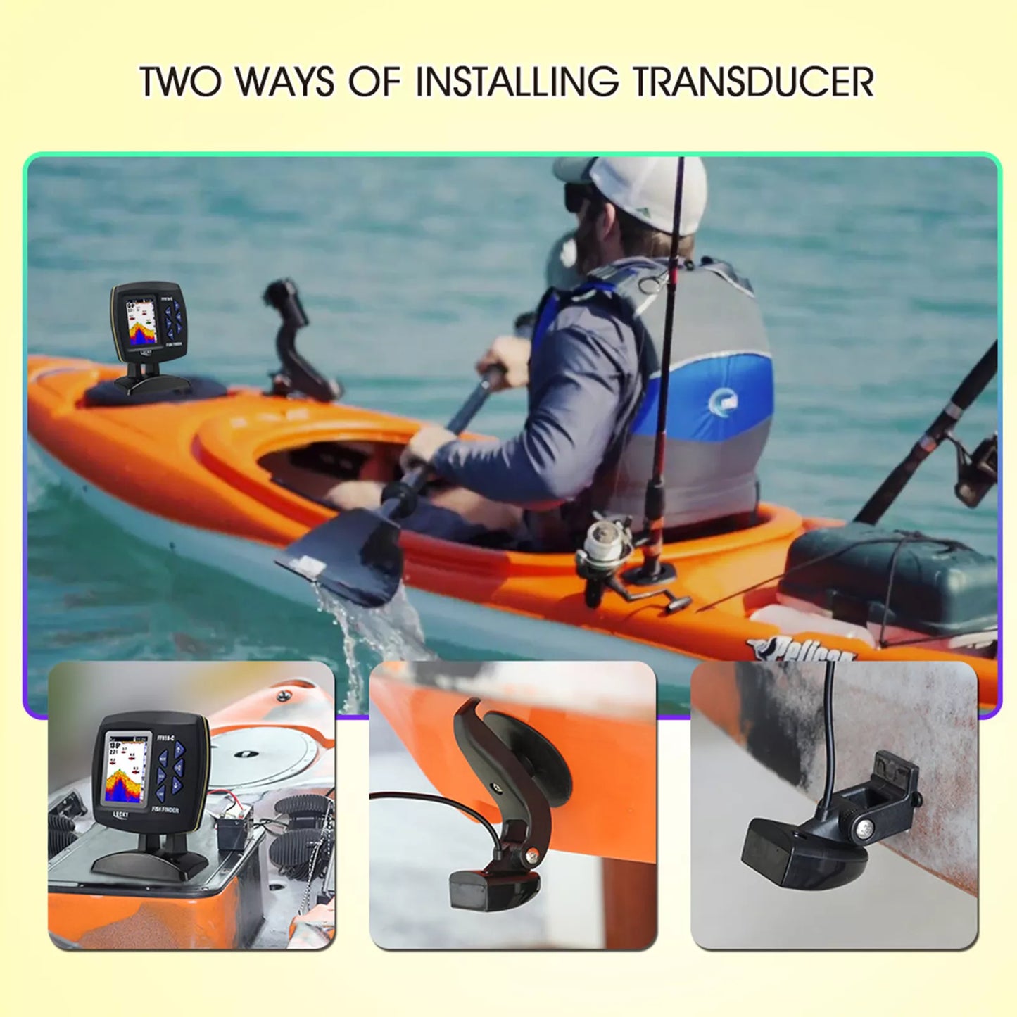 Fish Finder Wired Transducer Fishfinder 45 Degrees Underwater