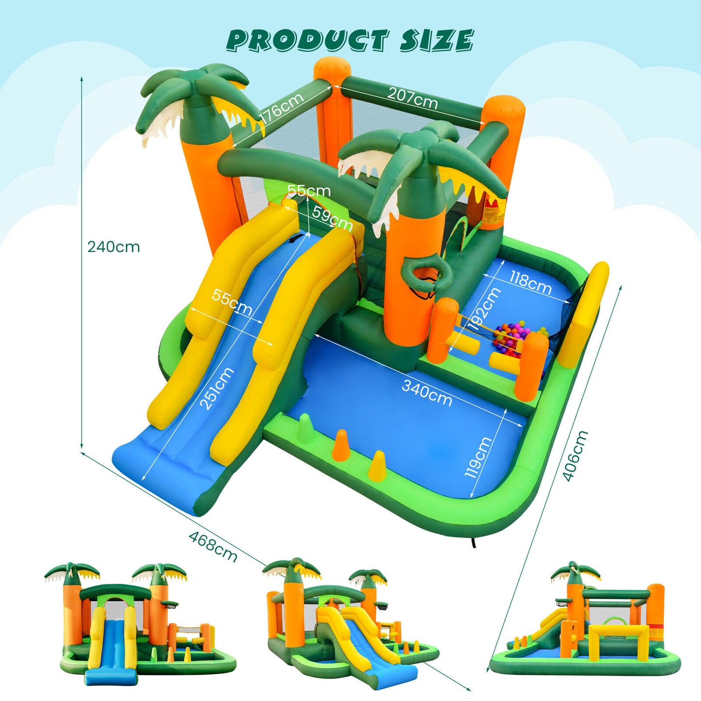 Wonderland 8-in-1 Kids Inflatable Bounce House/Jumping Castle incl Blower