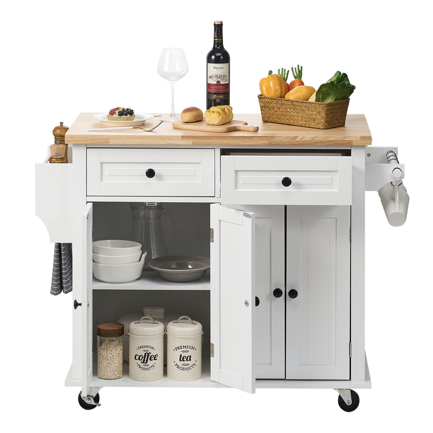 Perfecta Rolling Kitchen Island Cart/Cabinet Cart