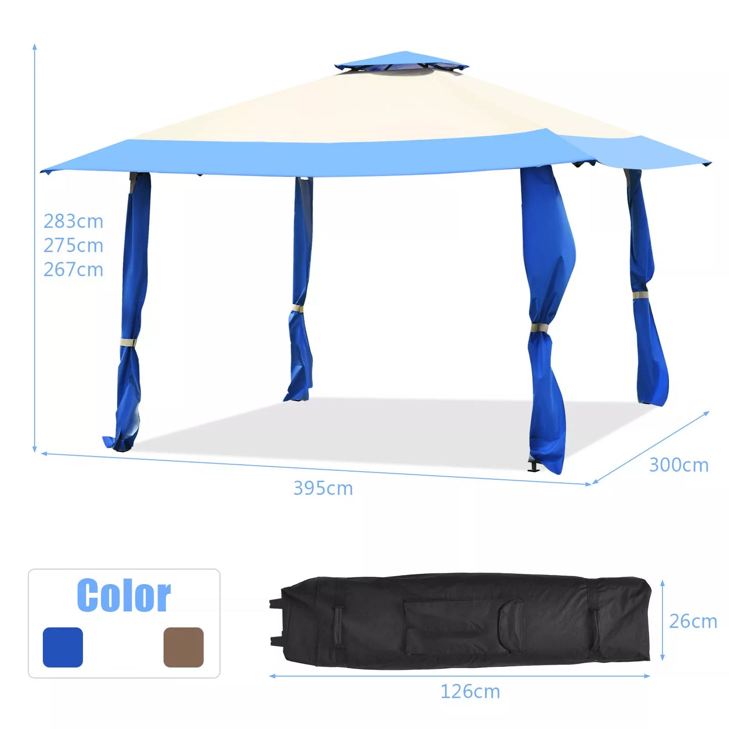 Sierra Adjustable Pop Up Canopy - 393 cm x 393 cm