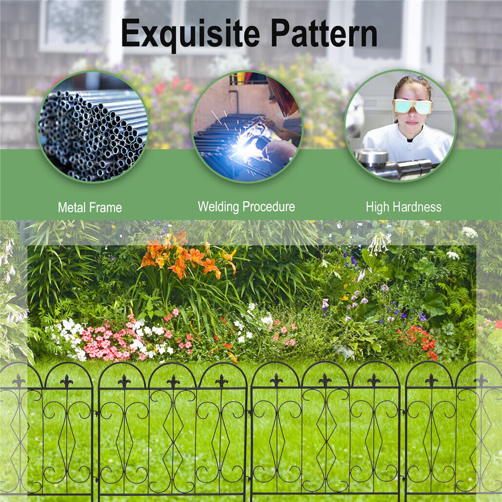 Metal Garden Fence - 5pc Folding Flower Bed & Animal Barrier