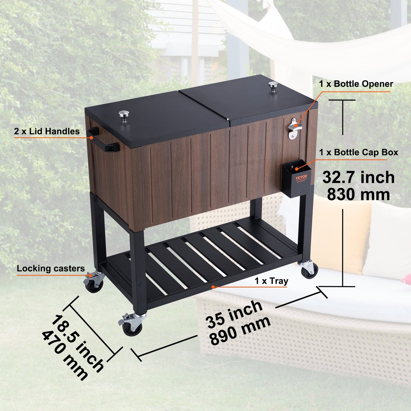 PartyTime Rolling Cooler Cart w/Drainage - 4 Designs