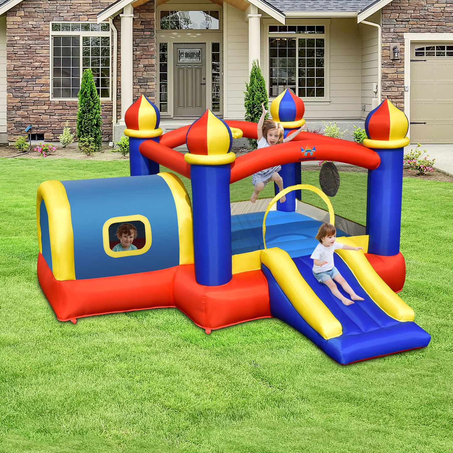 Fabuloso 5 IN 1 Inflatable Jumping Castle w/Slide Playhouse & Dart Game