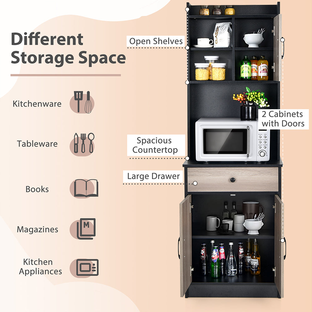 Valla Freestanding Kitchen Pantry w/ Buffet Hutch