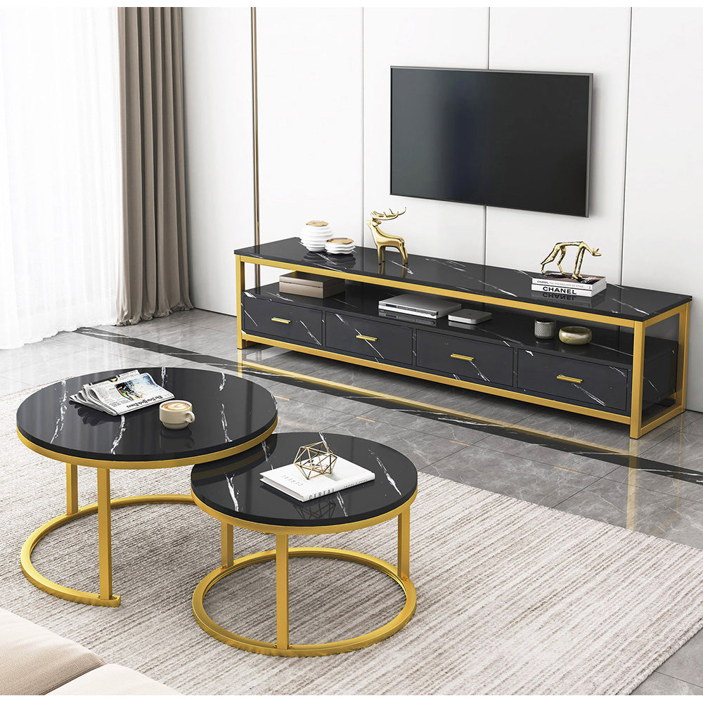 Luciano 2pc Luxury "Marble Look" Coffee Table & TV Cabinet