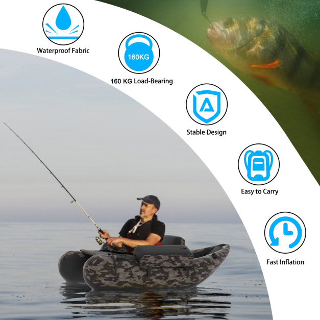 Inflatable Fishing Float Tube with Inflatable Seat for Fishing