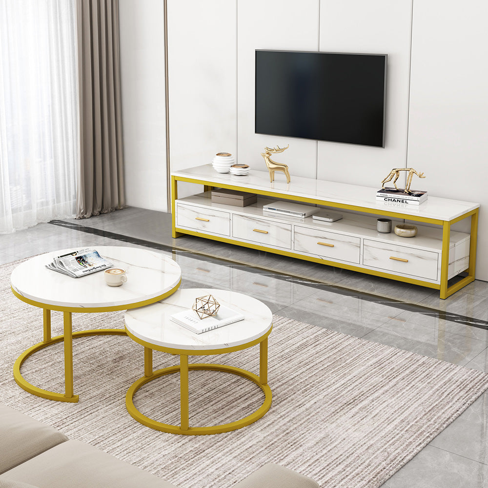 Luciano 2pc Luxury "Marble Look" Coffee Table & TV Cabinet