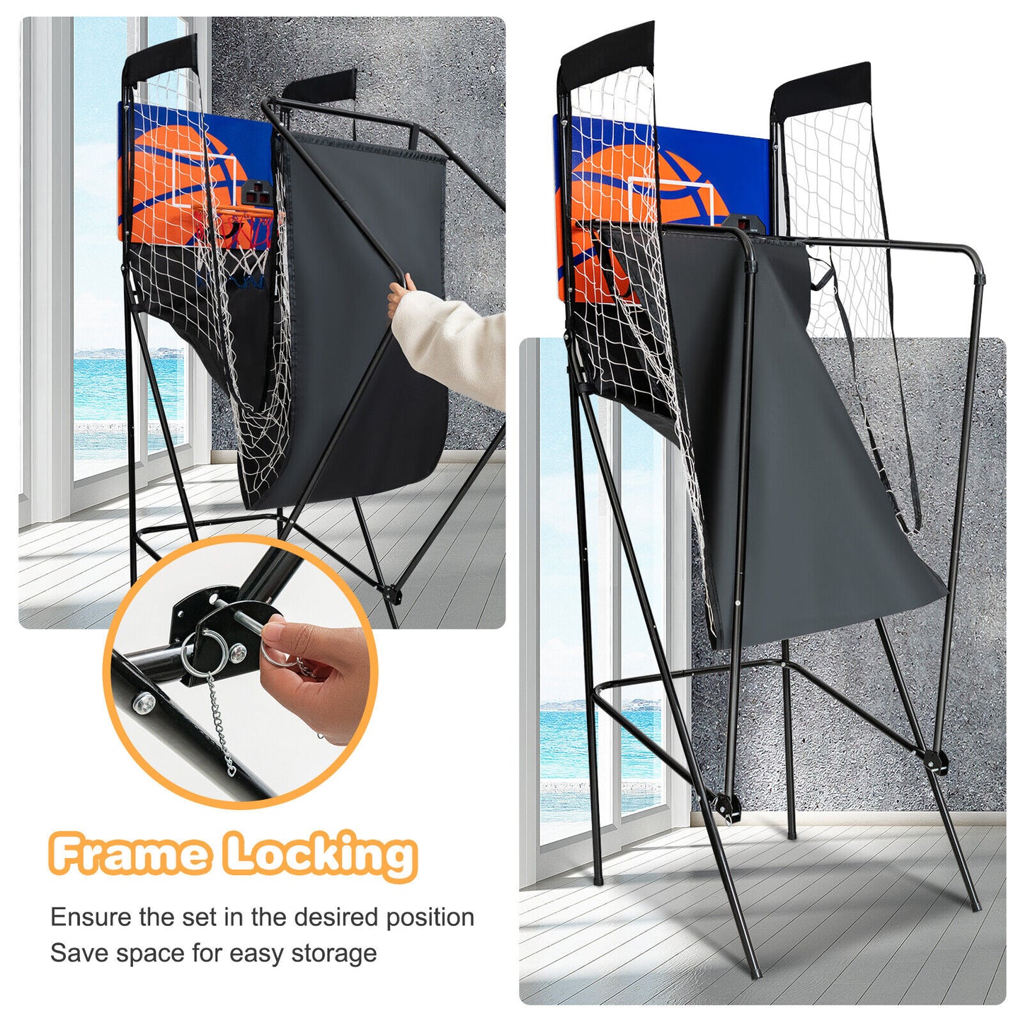 Single Player Basketball Arcade Game w/Electronic Score