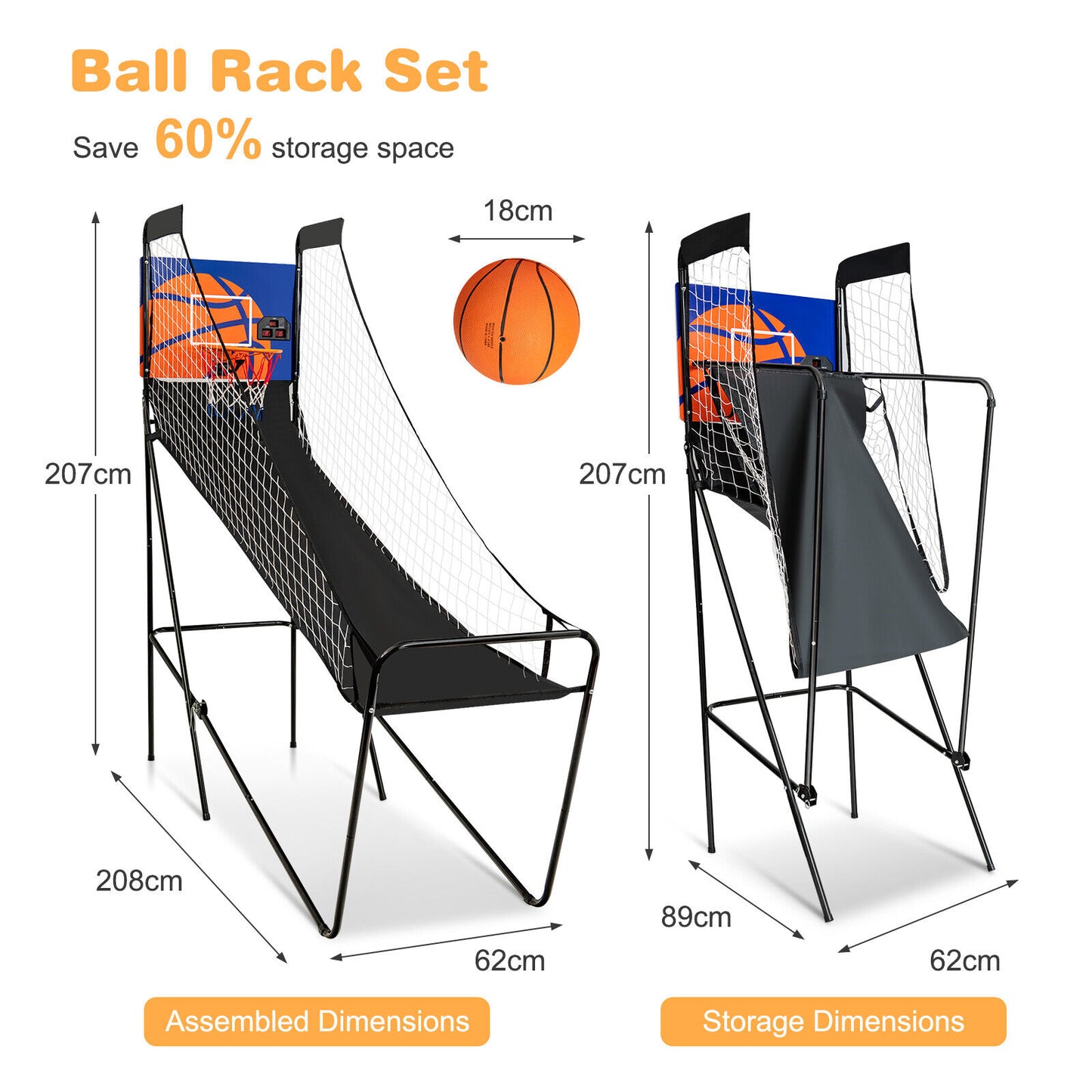 Single Player Basketball Arcade Game w/Electronic Score