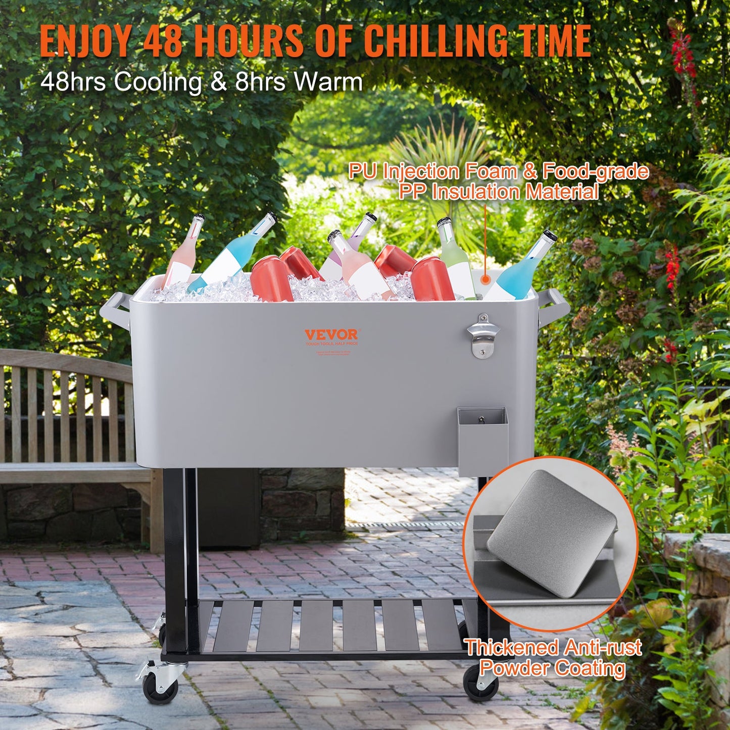 PartyTime Rolling Cooler Cart w/Drainage - 4 Designs