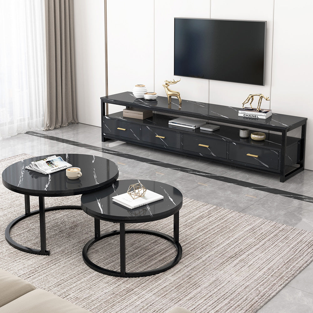 Luciano 2pc Luxury "Marble Look" Coffee Table & TV Cabinet