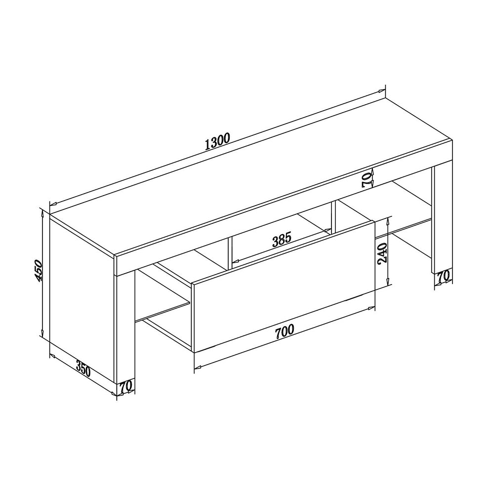 LED TV Cabinet Entertainment Centre : Black or White 3 Sizes