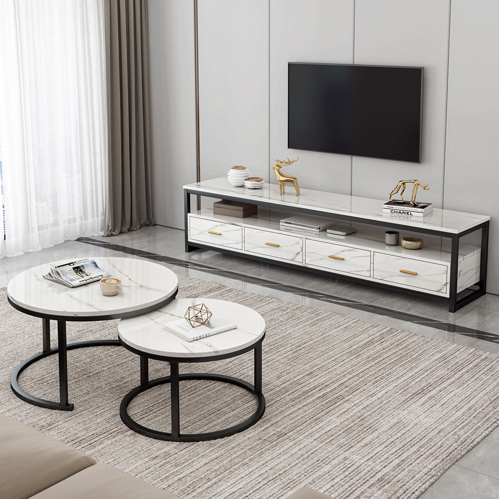 Luciano 2pc Luxury "Marble Look" Coffee Table & TV Cabinet