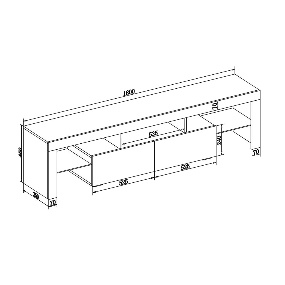 LED TV Cabinet Entertainment Centre : Black or White 3 Sizes