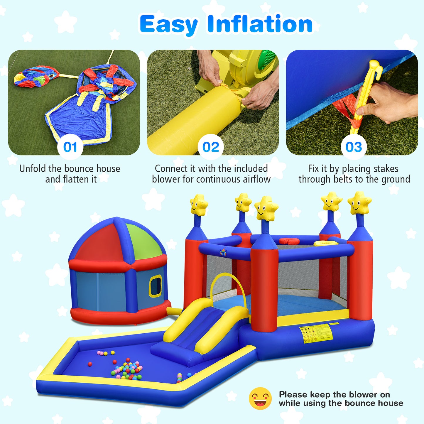 SunFun Inflatable Bounce House/Jumping Castle w/Extras