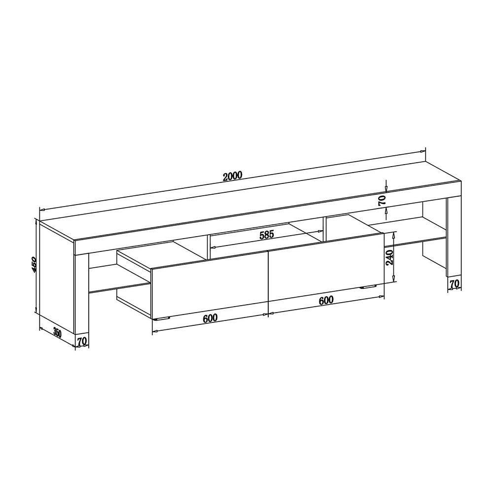 LED TV Cabinet Entertainment Centre : Black or White 3 Sizes