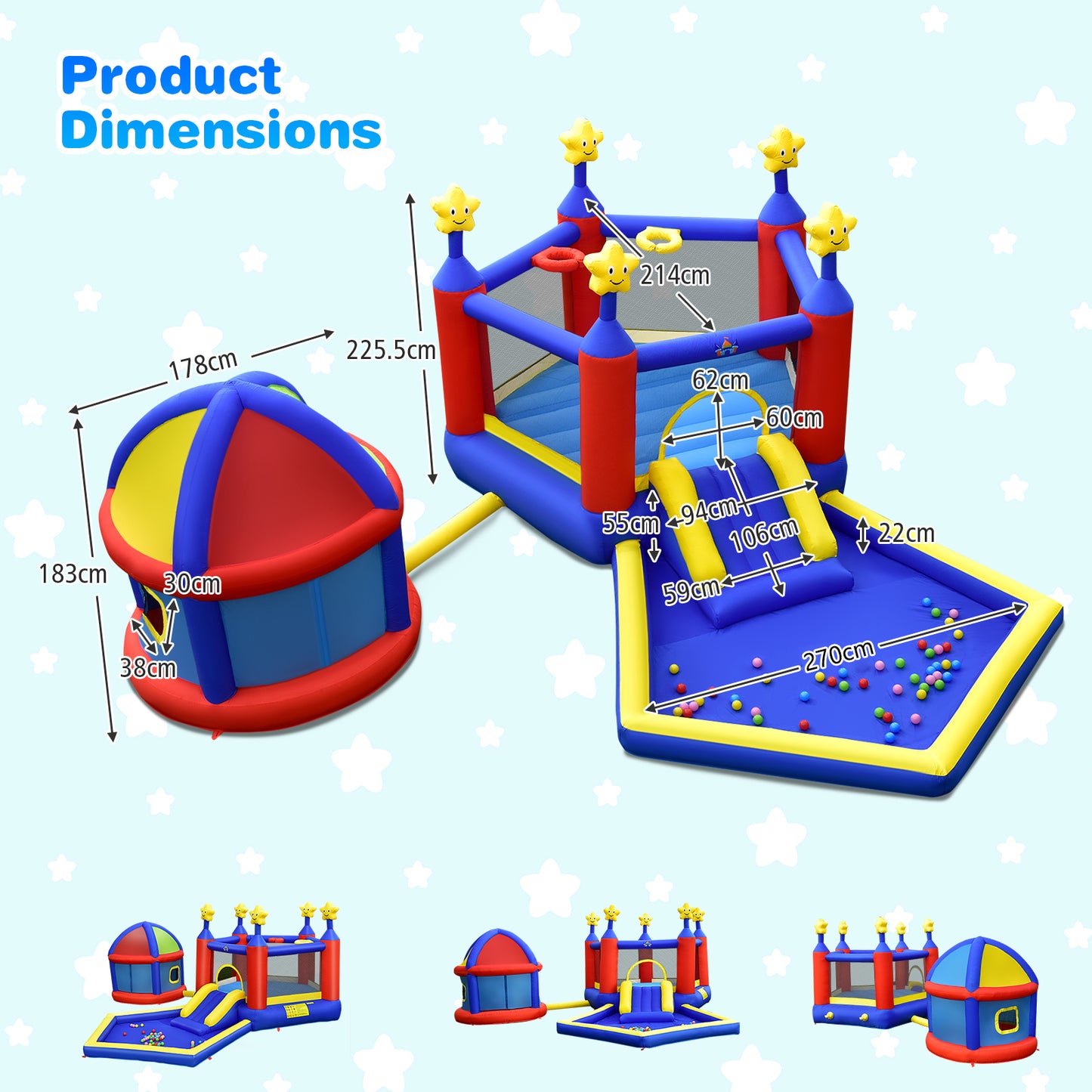 SunFun Inflatable Bounce House/Jumping Castle w/Extras