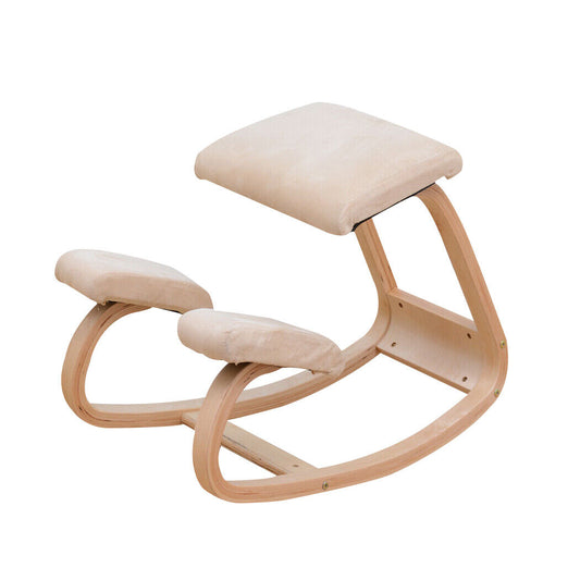 Ergonomic Bentwood Kneeling Chair - Adjustable Balance, Rocking