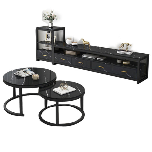 Sonoma 3-Piece Set Marble Look Coffee Table, TV Cabinet & Side Table