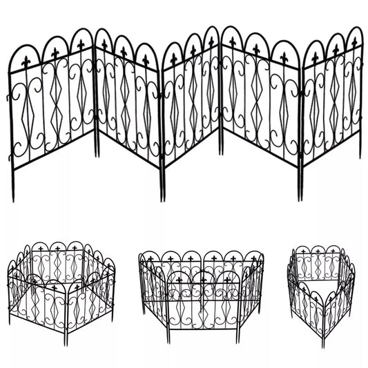 Metal Garden Fence - 5pc Folding Flower Bed & Animal Barrier