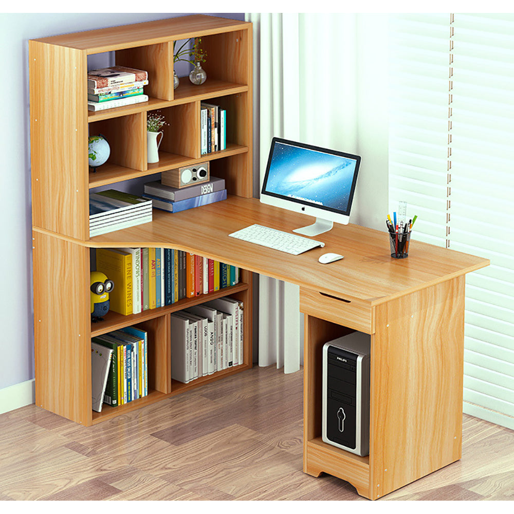 Redondo Curved Desk Workstation/Computer Combo - 5 Storage Shelves - Deluxe Home Delight