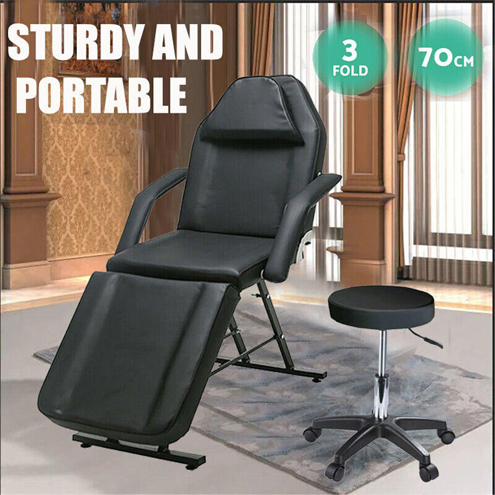 Massage Table/Beauty Bed w/Chair - 3 Fold w/Stool