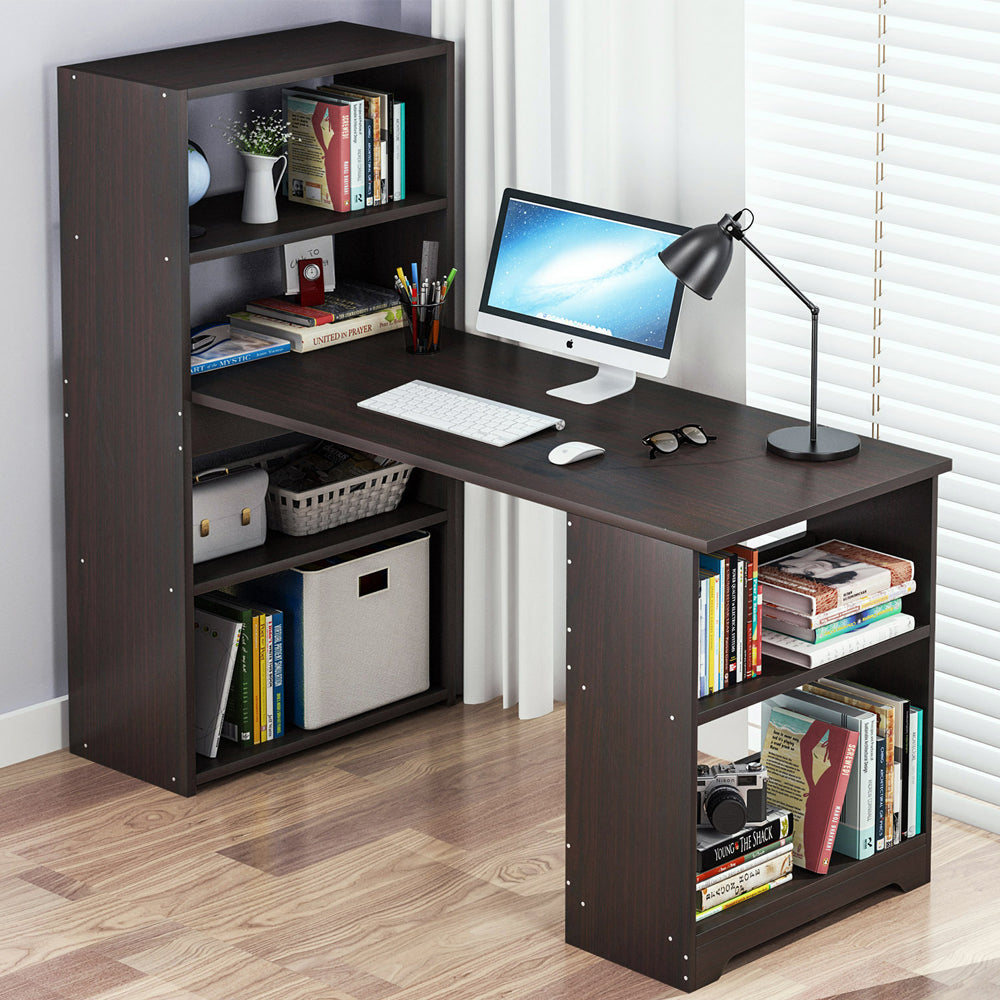 Redondo Curved Desk Workstation/Computer Combo - 5 Storage Shelves - Deluxe Home Delight