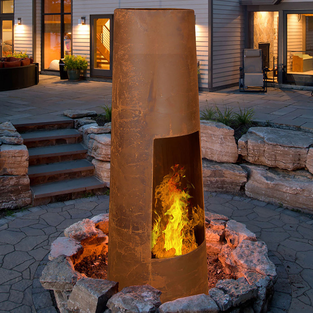 Rustic Sonora Round Chiminea - 100cm H & 38cm D