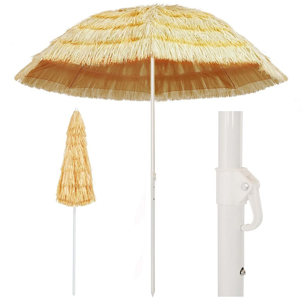 Hawaii Style Aloha Natural Beach Umbrella – 2 Sizes 180 and 240cms - Deluxe Home Delight