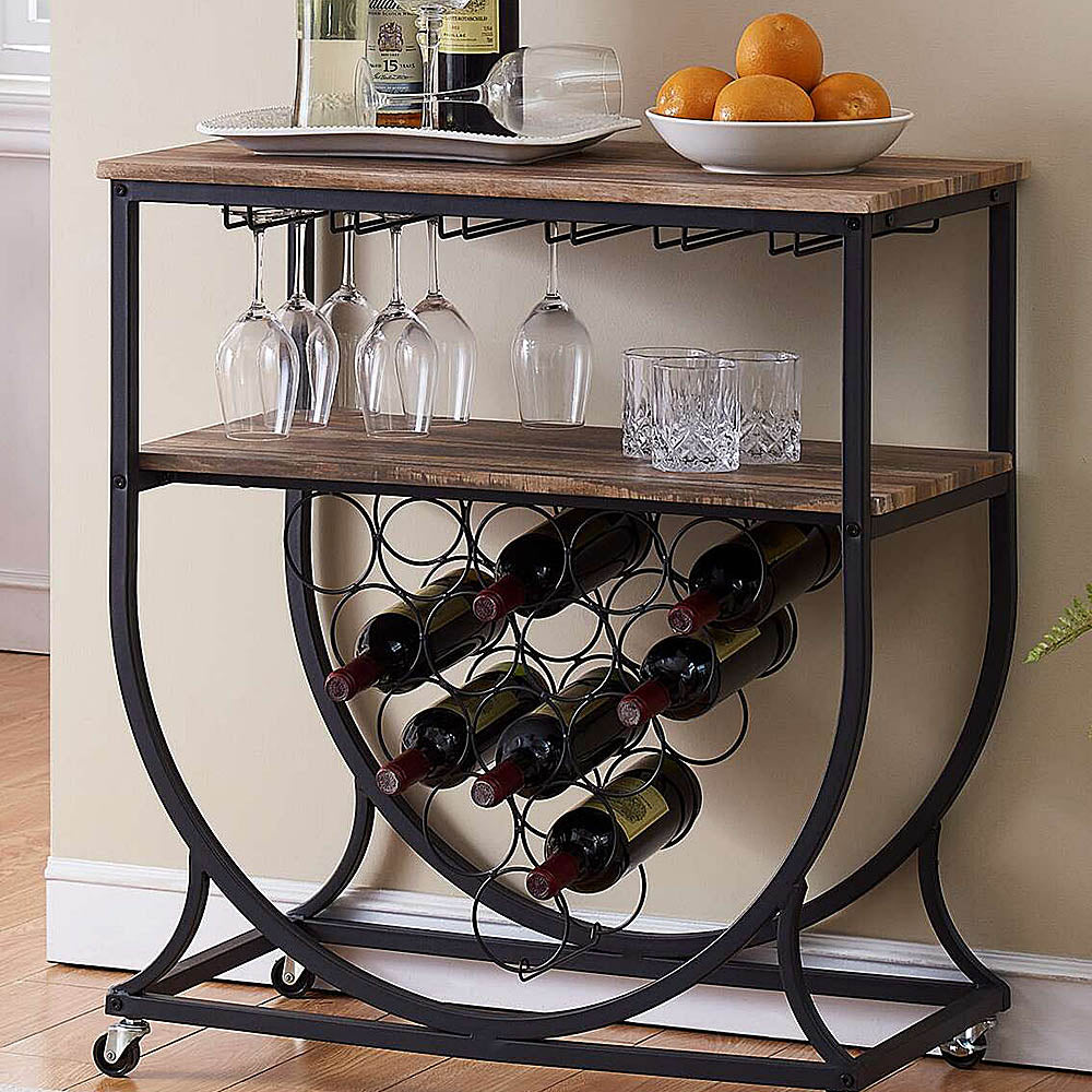 CityLiving Vintage-Style Wine Rack/Cart w/Glass Holder