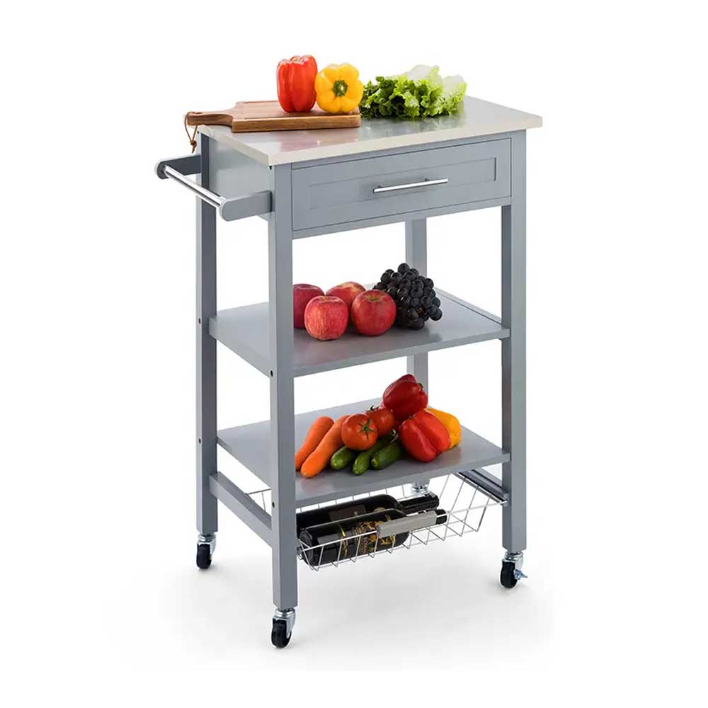 Fidelia Stainless Steel Kitchen Trolley - White or Grey