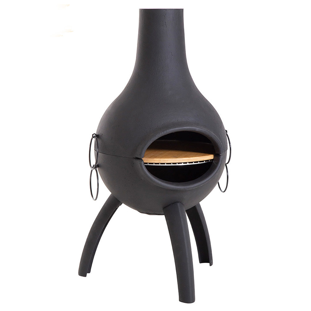 Santino 50x96cm Chiminea and Grill – Black