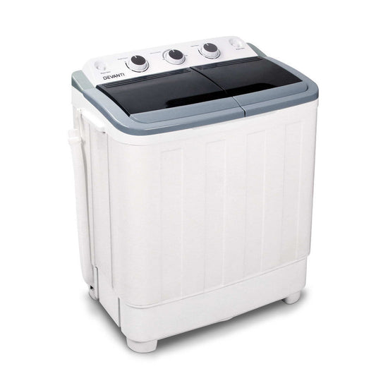 OOS 5KG Mini Portable Twin Tub Washing Machine - White - Deluxe Home Delight