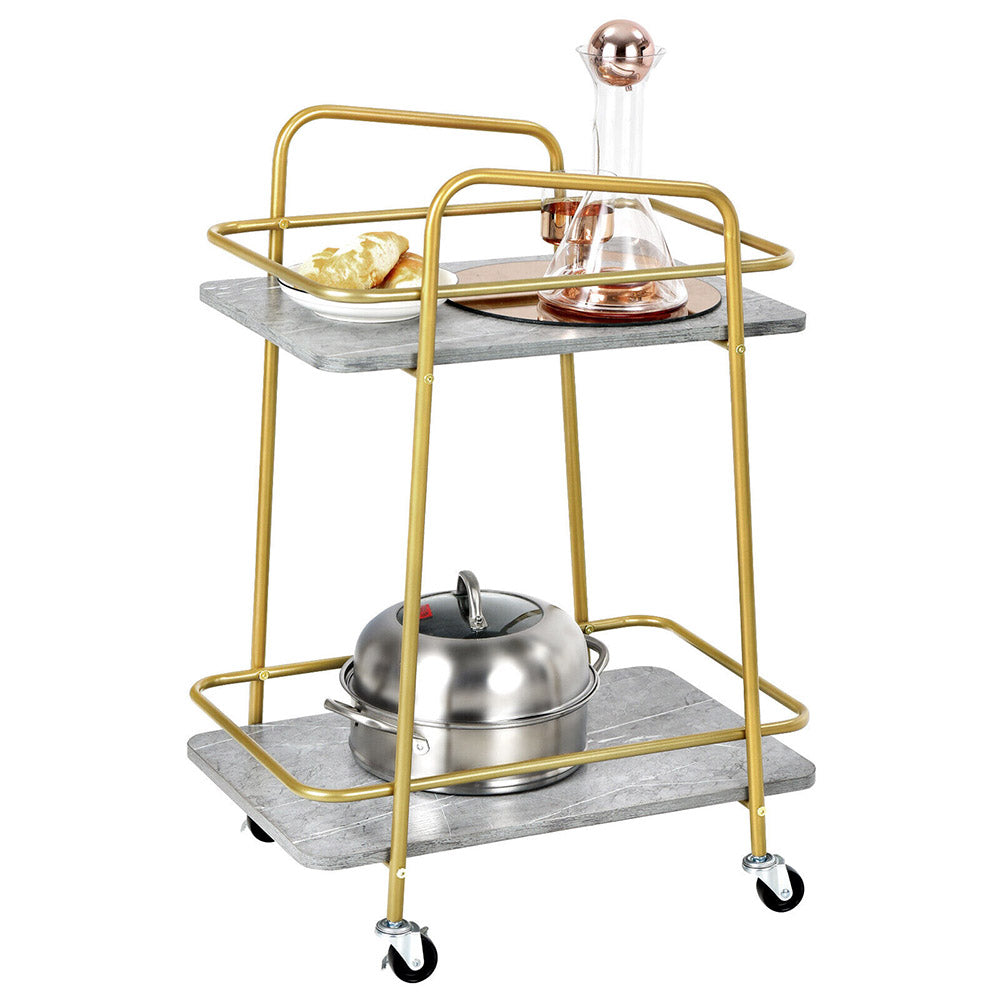 Easy Going 2-tier Mobile Kitchen Cart/Wooden Trolley Island