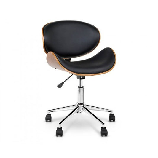 Revaya Wooden & PU Leather Office Desk Chair – Black