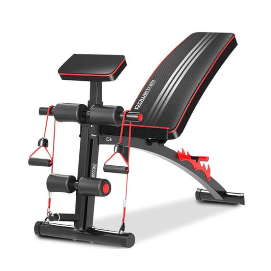 27 April Adjustable Home Gym Bench -  6 Levels, Incline Decline Flat, Preachers Curl, Complementary Bands - Deluxe Home Delight