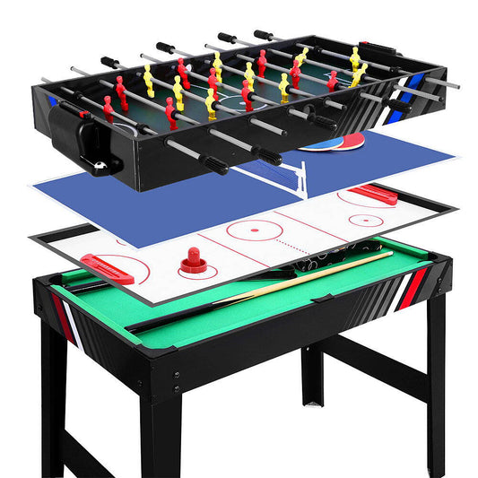 Whazza! 4-In-1 : Pool, Soccer/Foosball, Hockey and Ping Pong Games Table - 2 Sizes