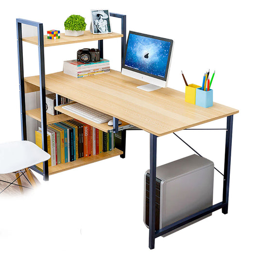 Elite  Large Workstation Wood & Steel Computer Desk with Storage Shelves