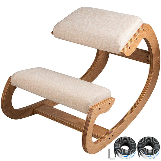 FitHealthy Ergonomic Wood Kneeling Chair W/ Cushion