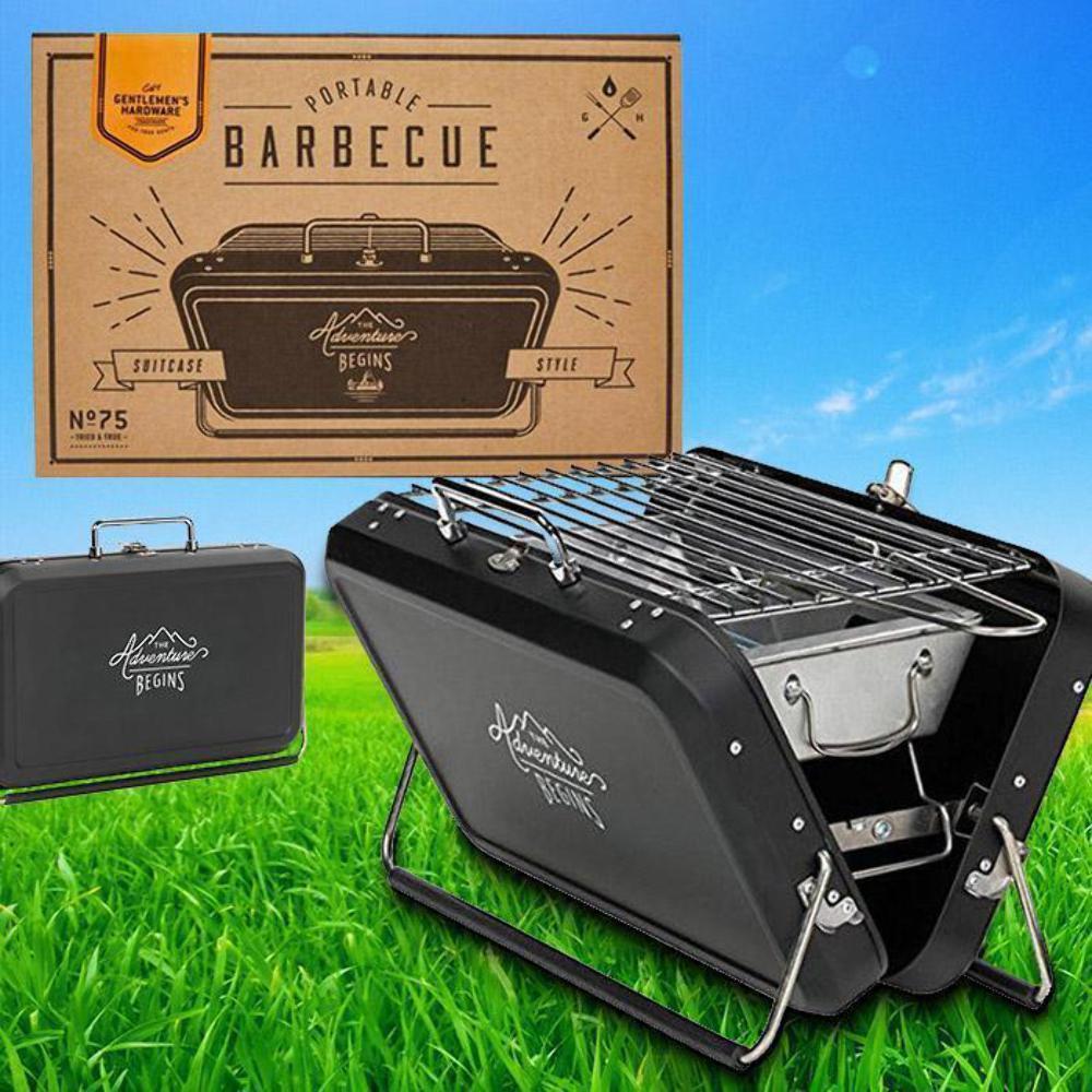 The Gentleman's Stainless Steel & Chrome Suitcase Barbecue - Deluxe Home Delight