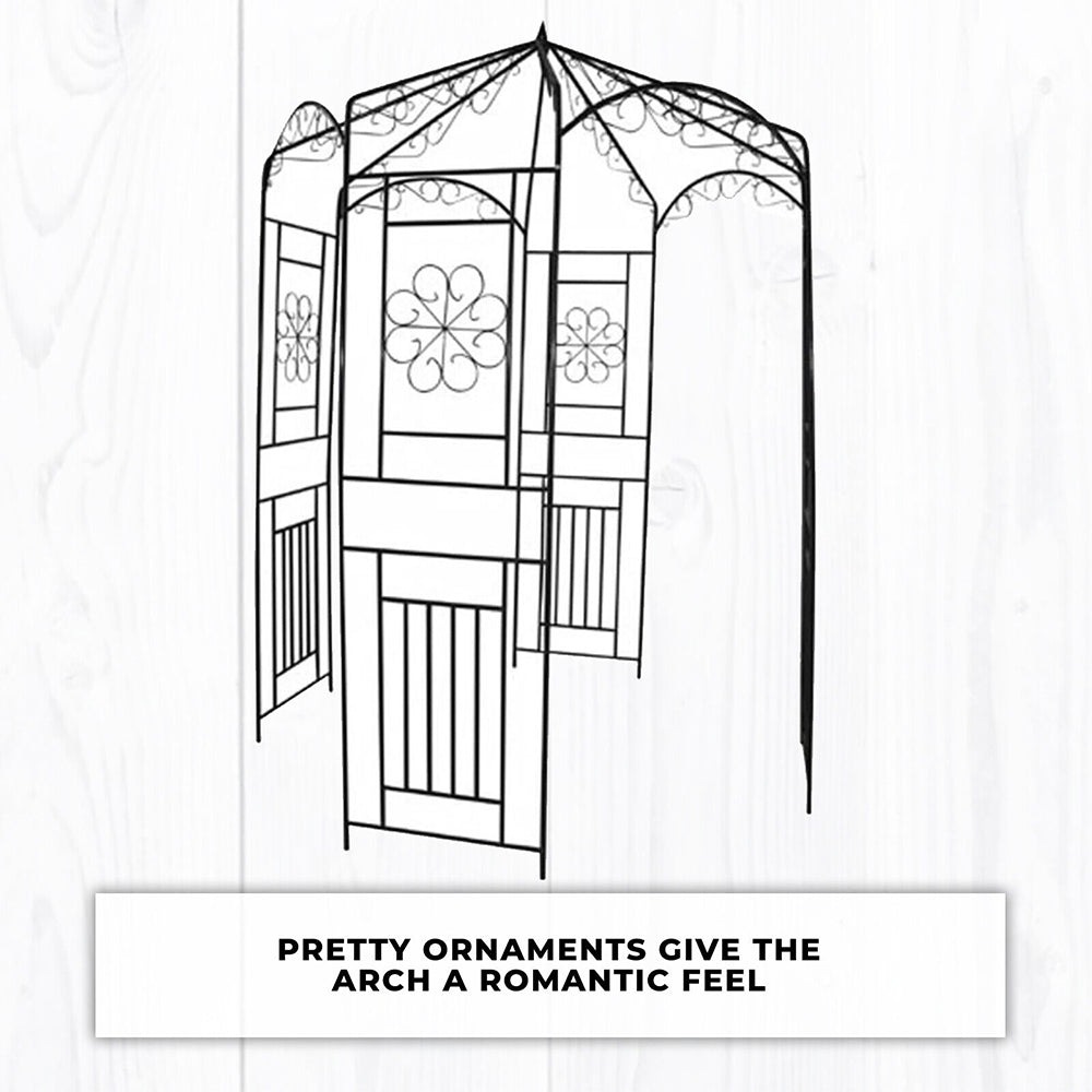 Morelo Wrought Iron Garden Arch - 250cm High, 160cm Wide