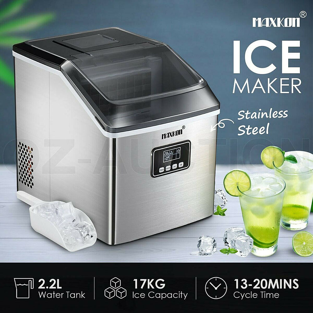 Mega 17 Kg Home Countertop Ice Maker. Stainless Steel