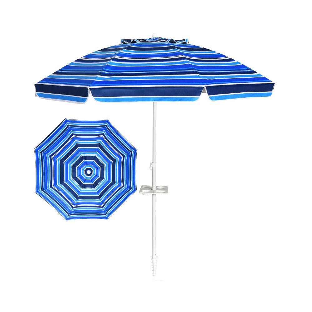 Vivi Beach Umbrella/Sun Shade w/Cup Holder & Carry Bag