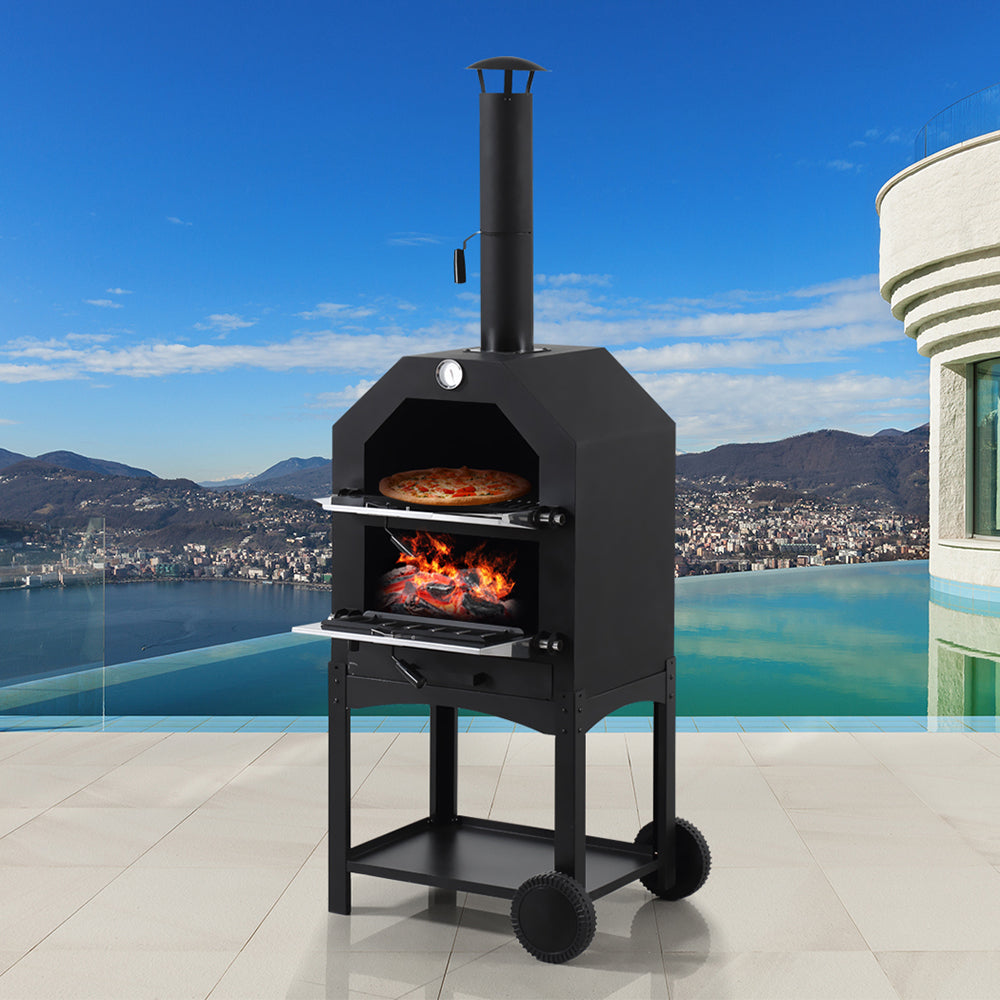 Zesta 3-In-1 Portable Charcoal BBQ Grill, Pizza Oven & Smoker