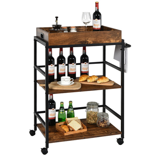 Bellagiorno 3-Tier Kitchen Serving & Wine Storage Cart