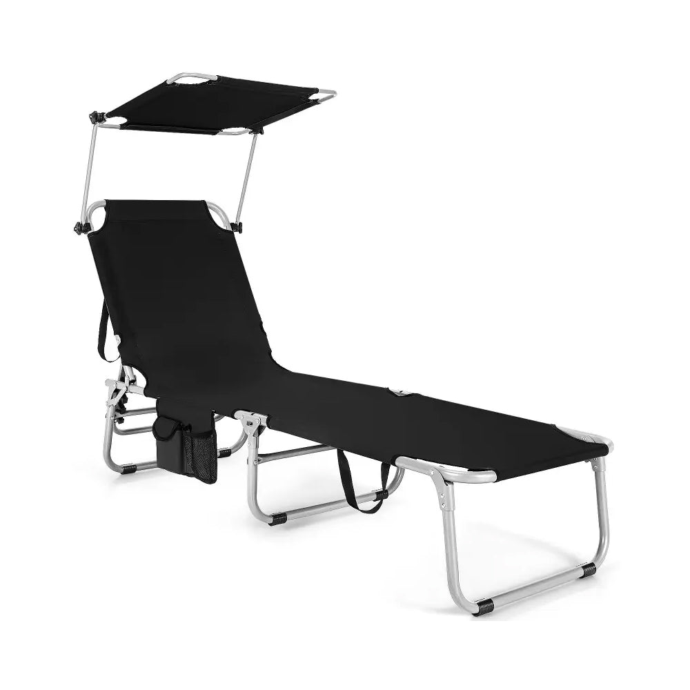 SunRay Folding Sunbed w/Adjustable Canopy & Storage Pocket