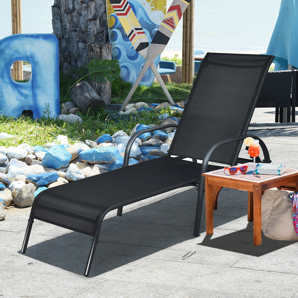 Recliner/Folding Sun Lounge & Beach Chair - 5 Adjustable Angles